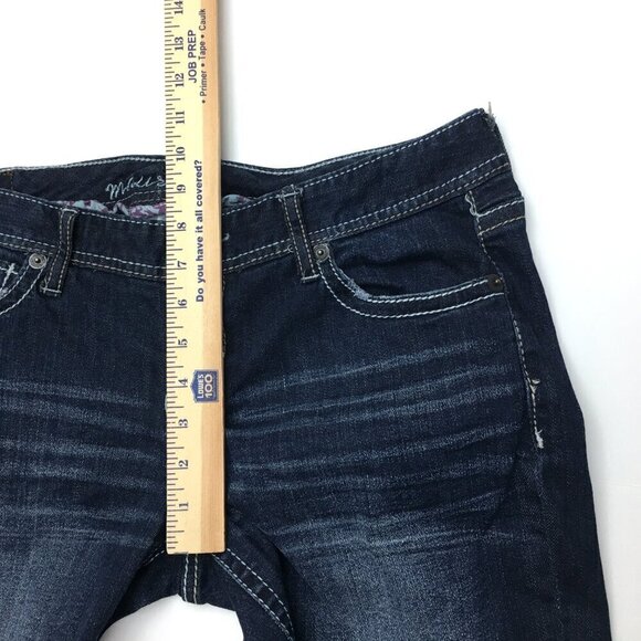 Maurices Women's Jeans Flare Leg Stretch Embroidered Pockets size 9/10 length 31 - Picture 6 of 10